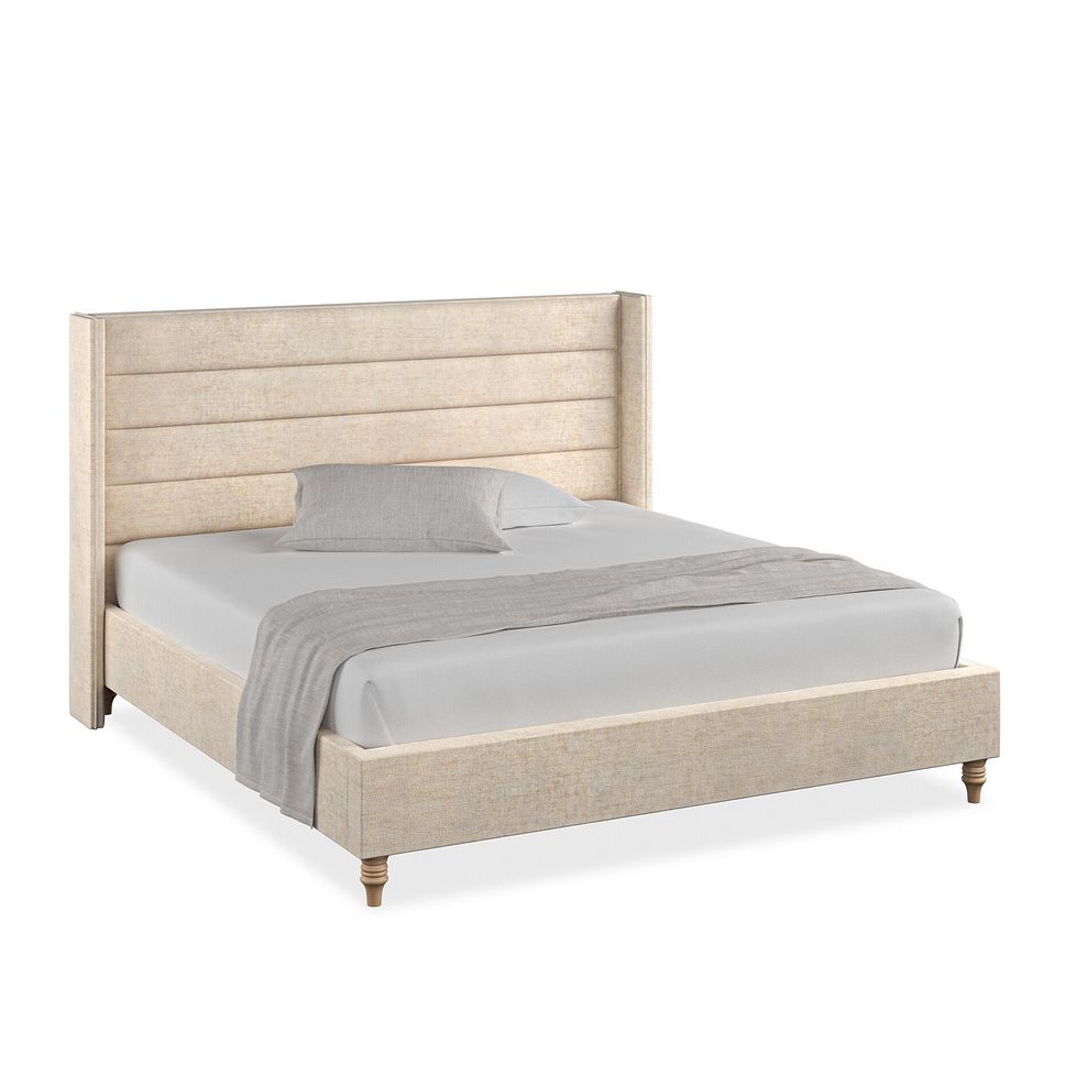 Penryn Super King-Size Bed with Winged Headboard in Brooklyn Fabric - Eggshell 1