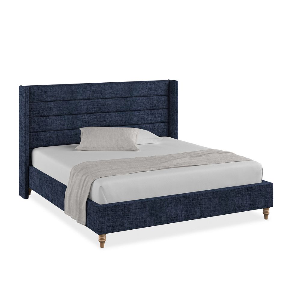 Penryn Super King-Size Bed with Winged Headboard in Brooklyn Fabric - Hummingbird Blue 1