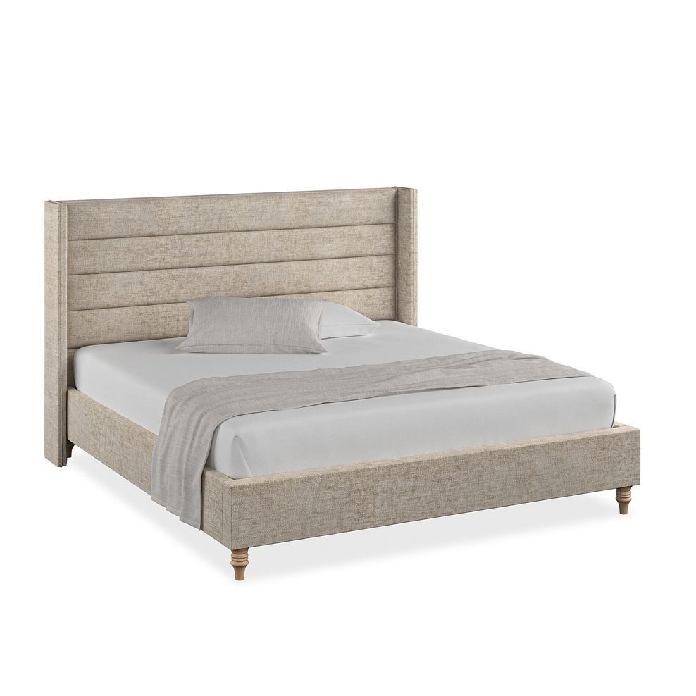 Penryn Super King-Size Bed with Winged Headboard in Brooklyn Fabric - Quill Grey 1
