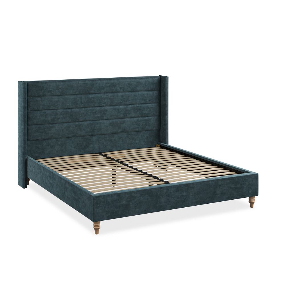 Penryn Super King-Size Bed with Winged Headboard in Heritage Velvet - Airforce 2