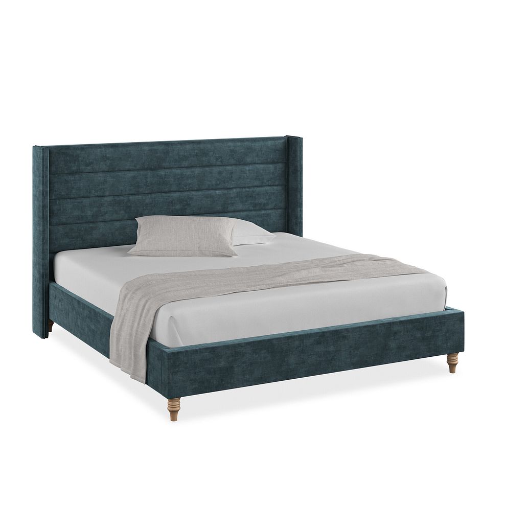 Penryn Super King-Size Bed with Winged Headboard in Heritage Velvet - Airforce 1