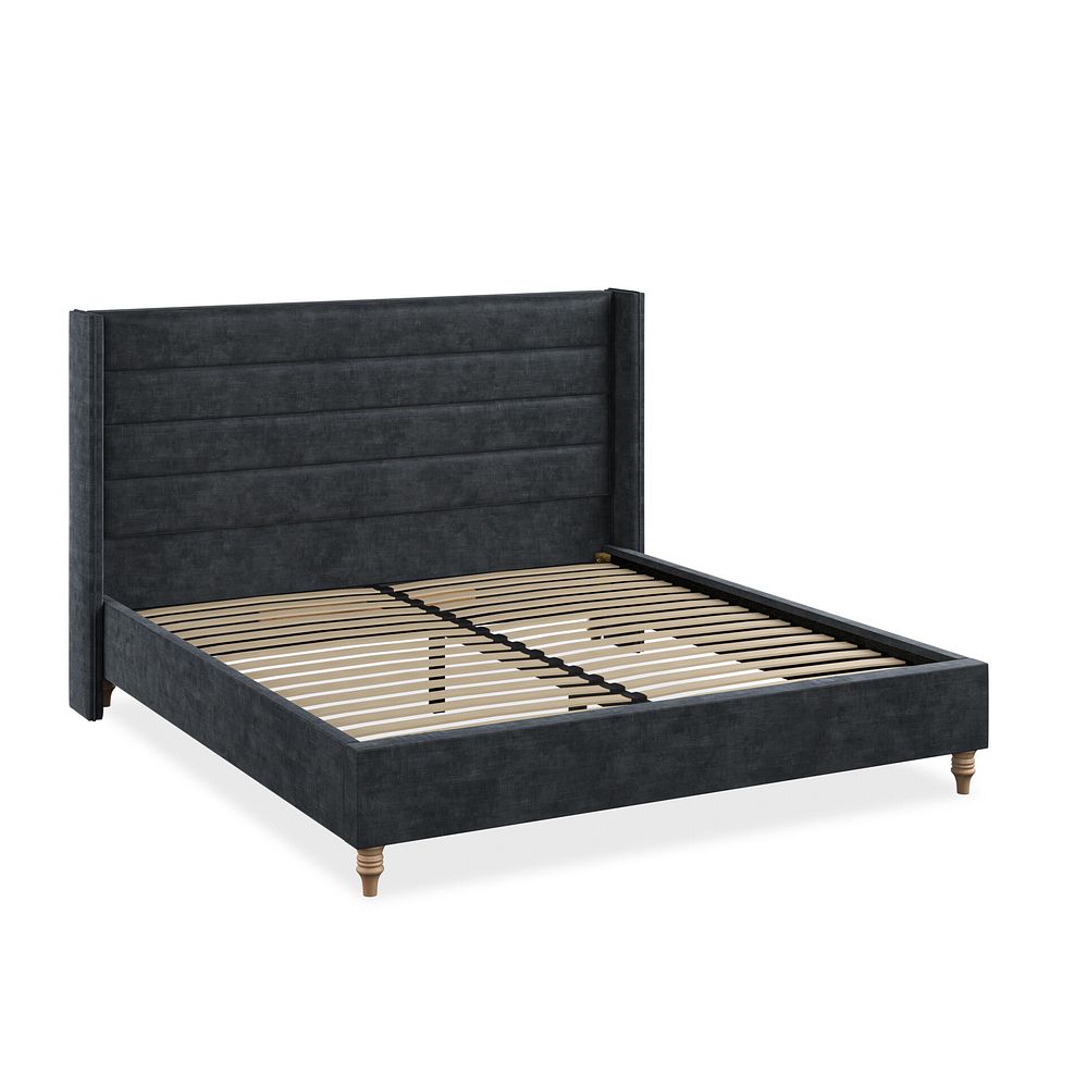 Penryn Super King-Size Bed with Winged Headboard in Heritage Velvet - Charcoal 2