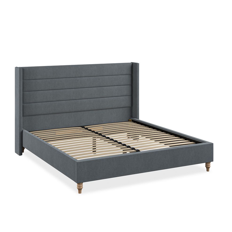 Penryn Super King-Size Bed with Winged Headboard in Venice Fabric - Graphite 2