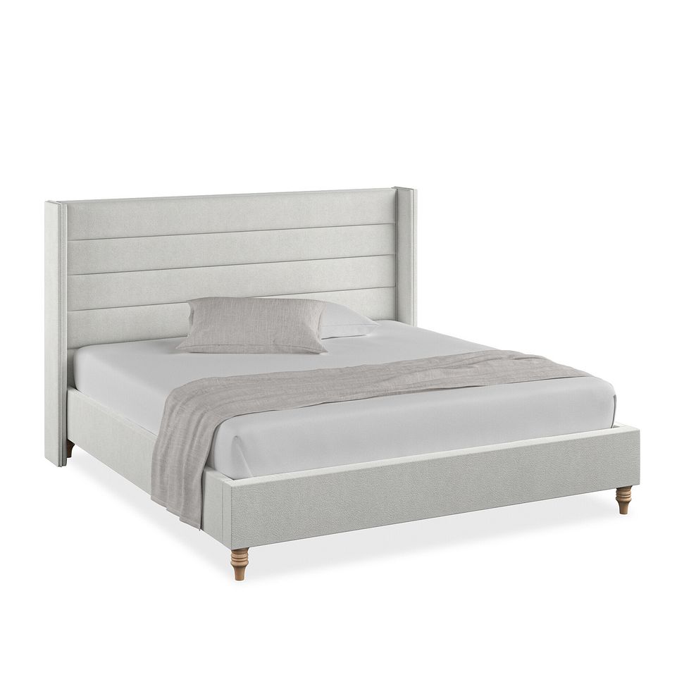 Penryn Super King-Size Bed with Winged Headboard in Venice Fabric - Silver 1
