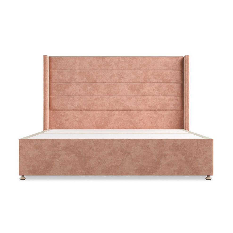 Penryn Super King-Size Divan Bed with Winged Headboard in Heritage Velvet - Powder Pink 3