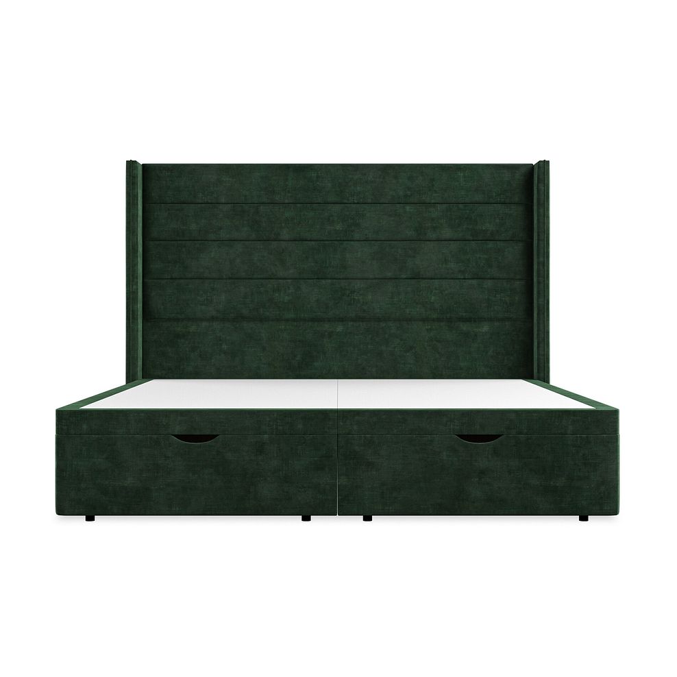 Penryn Super King-Size Storage Ottoman Bed with Winged Headboard in Heritage Velvet - Bottle Green 4