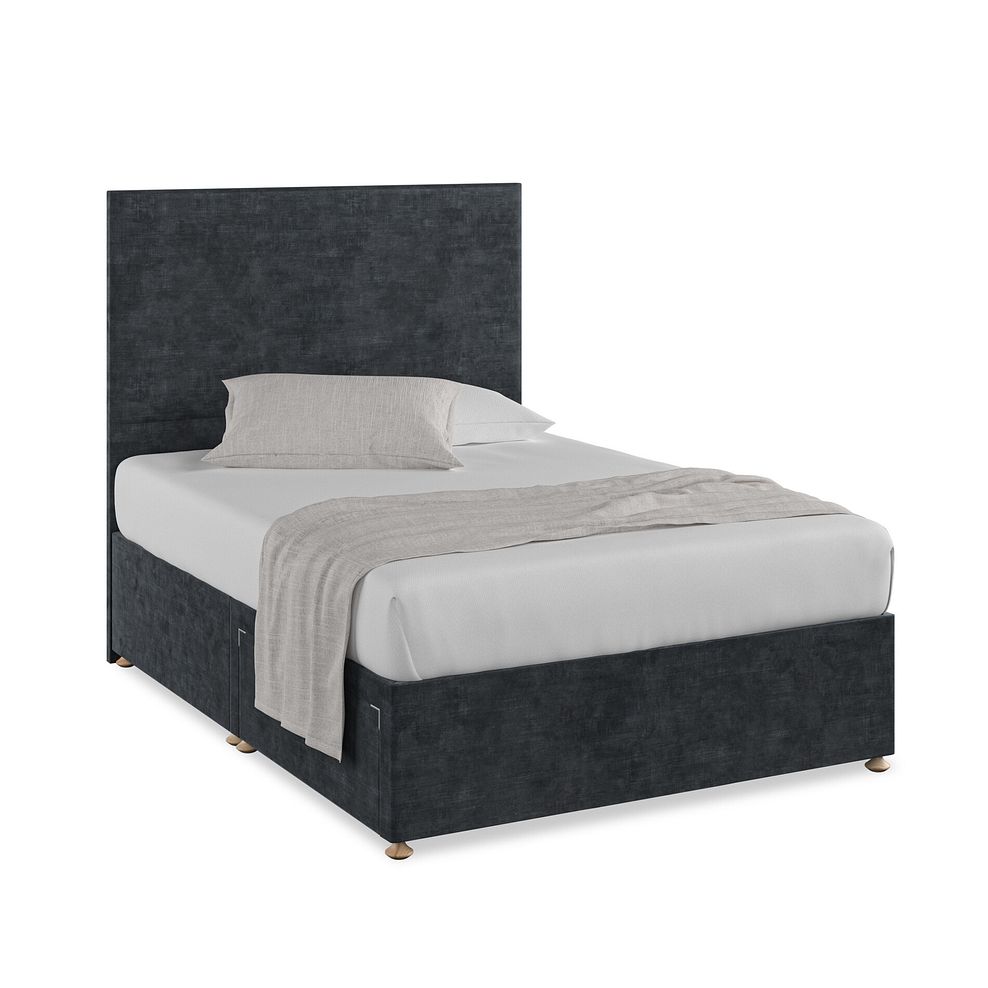 Penzance Double 2 Drawer Divan Bed in Heritage Velvet - Charcoal 1