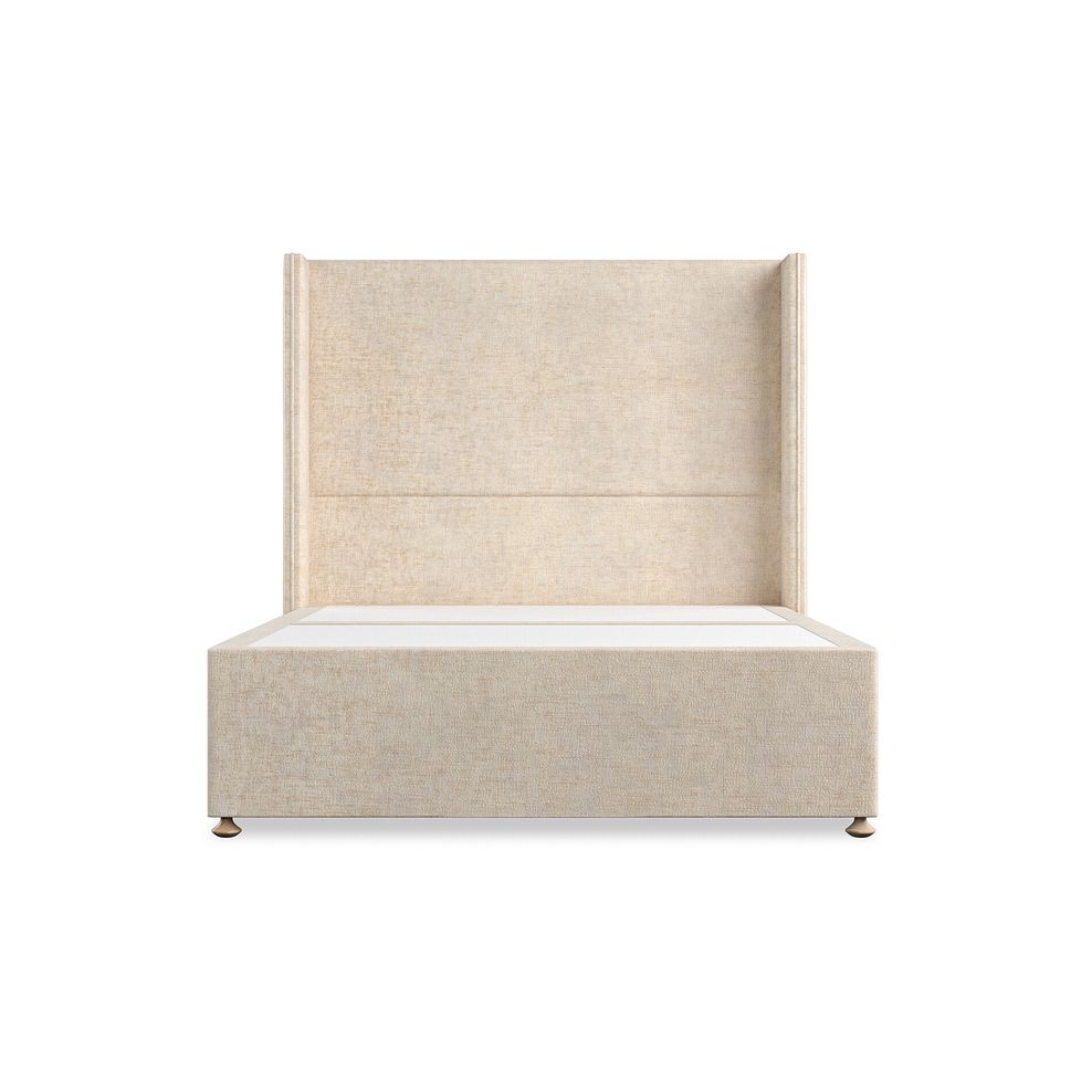 Penzance Double 2 Drawer Divan Bed with Winged Headboard in Brooklyn Fabric - Eggshell 3