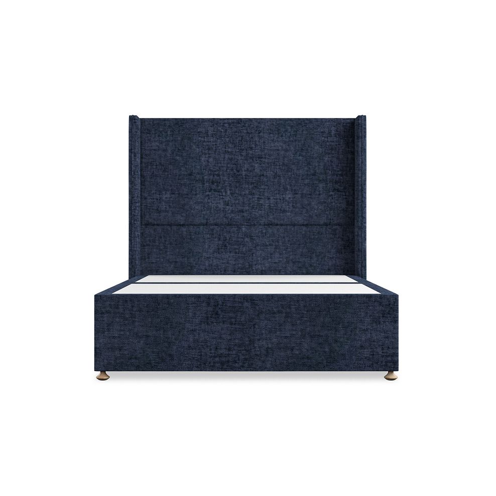 Penzance Double 2 Drawer Divan Bed with Winged Headboard in Brooklyn Fabric - Hummingbird Blue 3