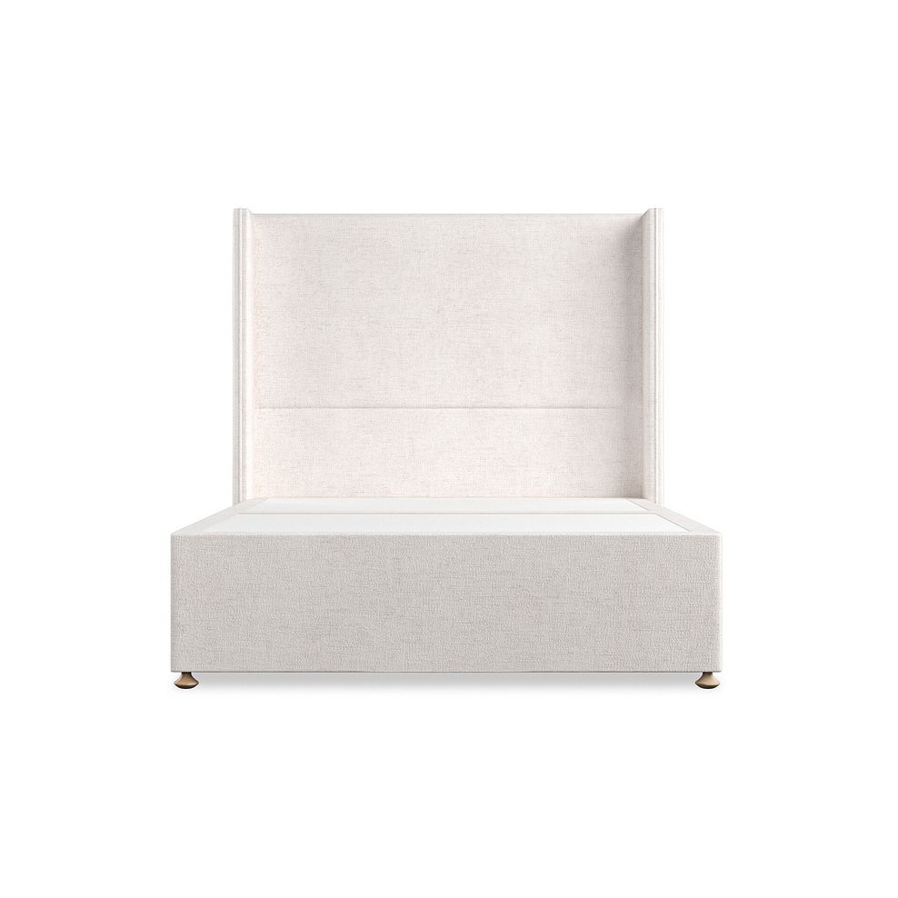 Penzance Double 2 Drawer Divan Bed with Winged Headboard in Brooklyn Fabric - Lace White 3