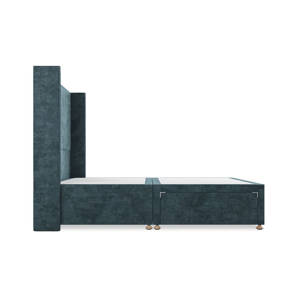 Penzance Double 2 Drawer Divan Bed with Winged Headboard in Heritage Velvet - Airforce 4