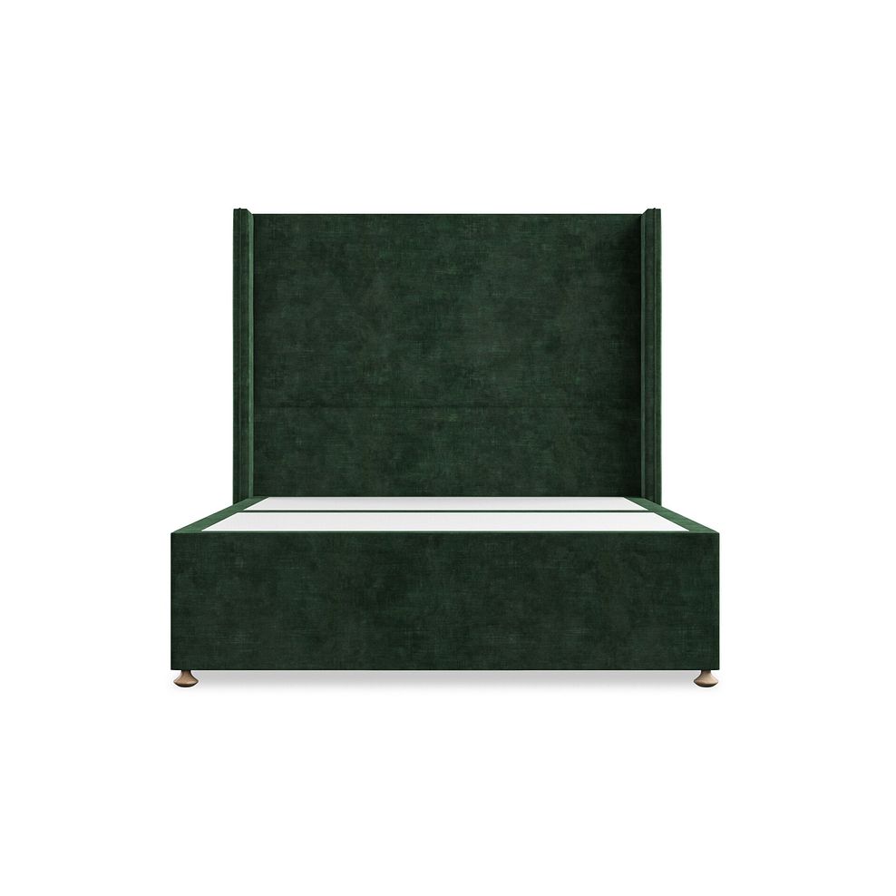 Penzance Double 2 Drawer Divan Bed with Winged Headboard in Heritage Velvet - Bottle Green 3