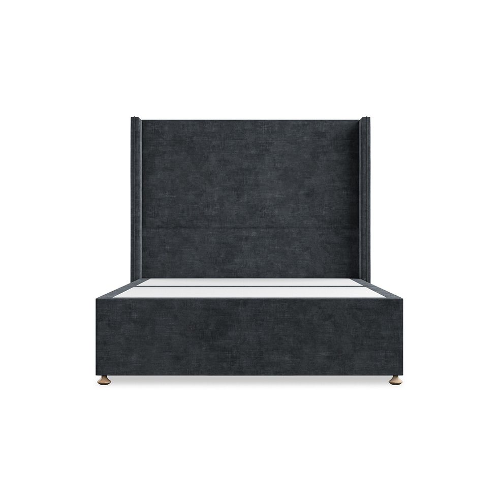 Penzance Double 2 Drawer Divan Bed with Winged Headboard in Heritage Velvet - Charcoal 3