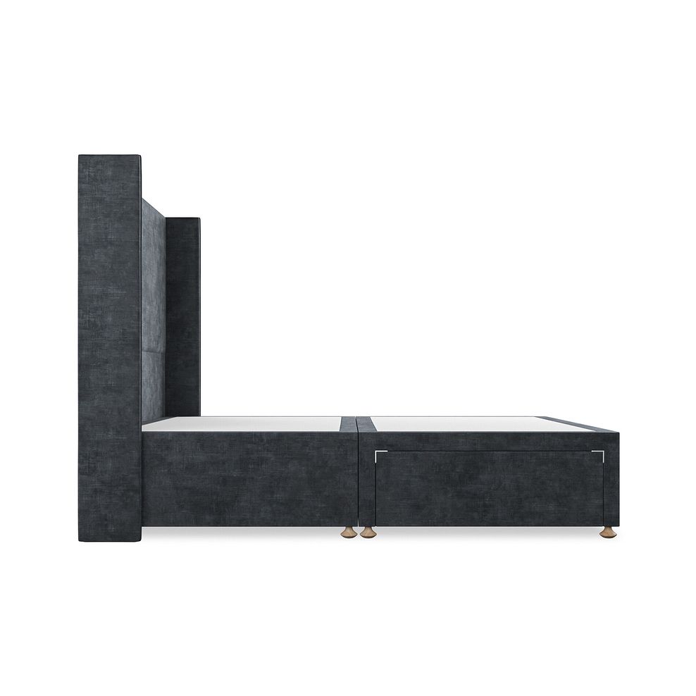 Penzance Double 2 Drawer Divan Bed with Winged Headboard in Heritage Velvet - Charcoal 4