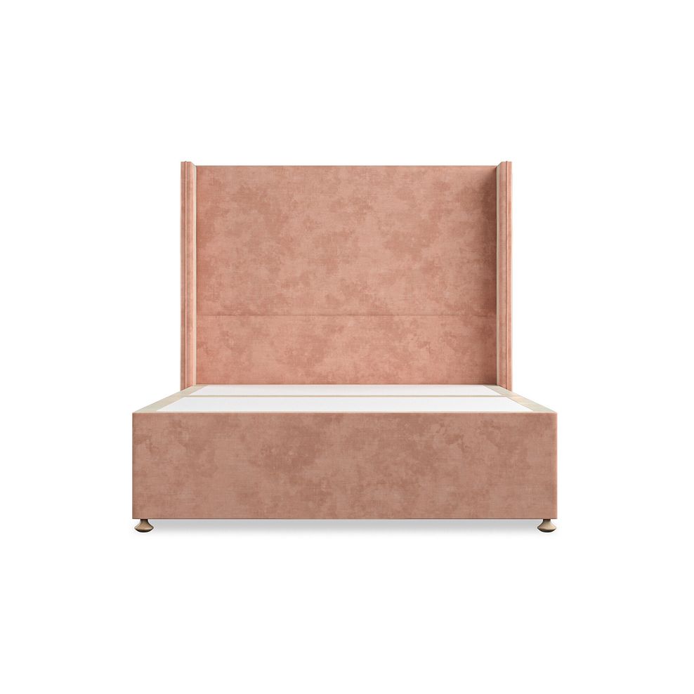 Penzance Double 2 Drawer Divan Bed with Winged Headboard in Heritage Velvet - Powder Pink 3