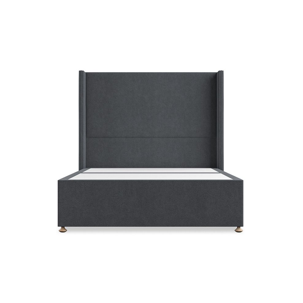 Penzance Double 2 Drawer Divan Bed with Winged Headboard in Venice Fabric - Anthracite 3