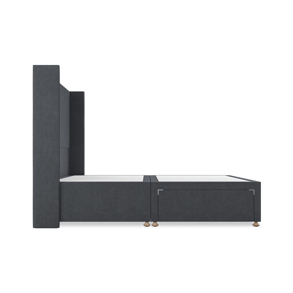 Penzance Double 2 Drawer Divan Bed with Winged Headboard in Venice Fabric - Anthracite 4