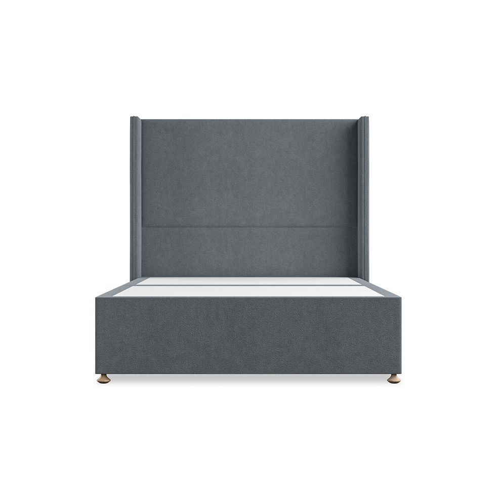 Penzance Double 2 Drawer Divan Bed with Winged Headboard in Venice Fabric - Graphite 3