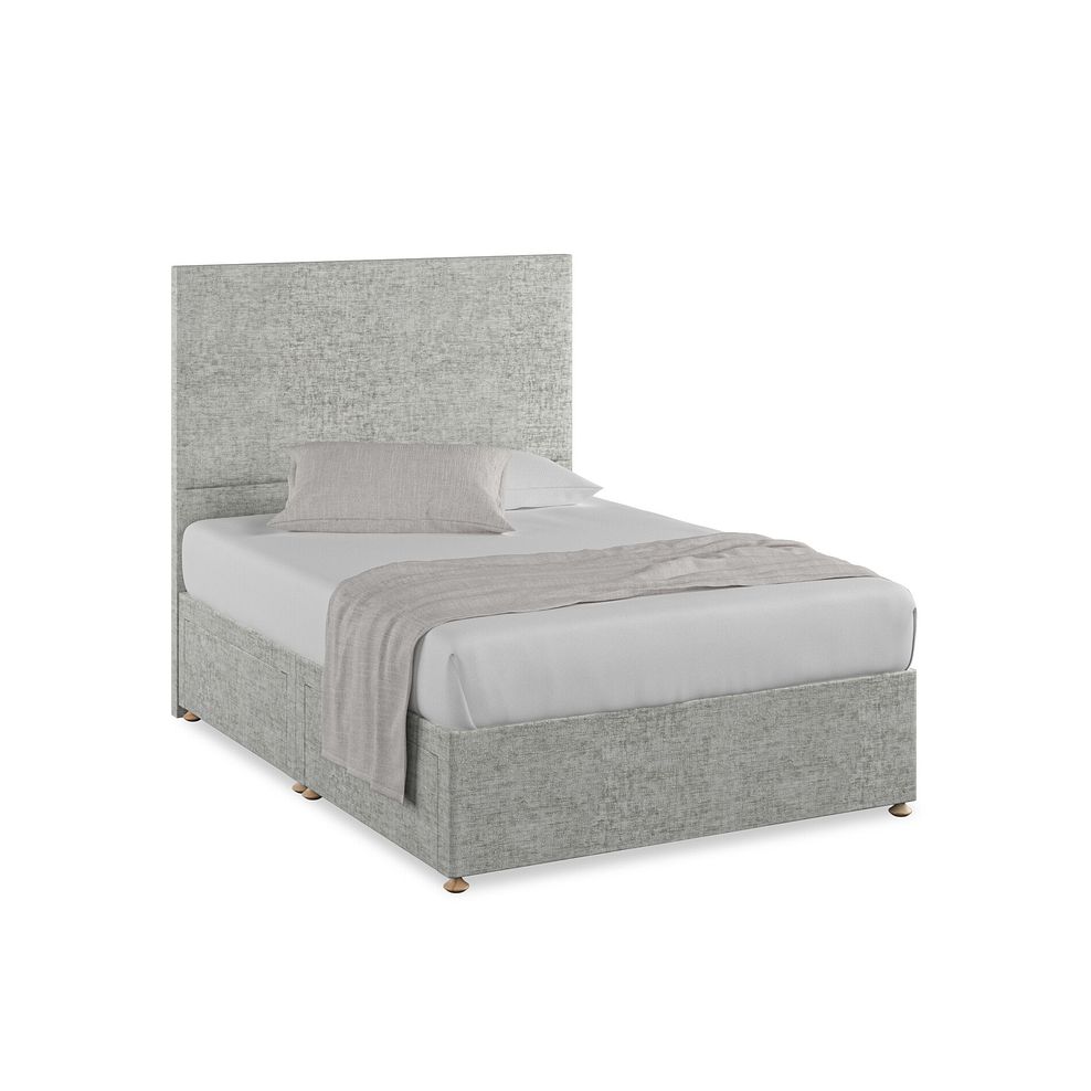 Penzance Double 4 Drawer Divan Bed in Brooklyn Fabric - Fallow Grey 1