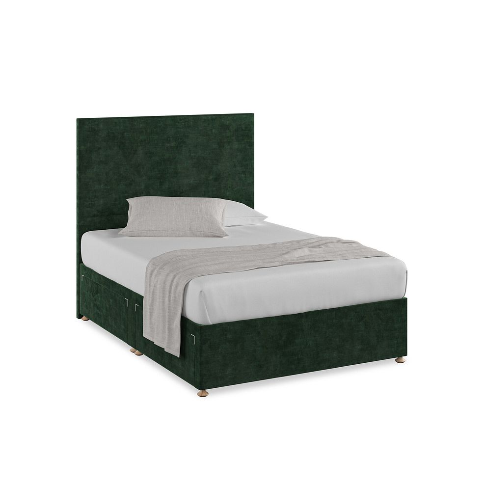Penzance Double 4 Drawer Divan Bed in Heritage Velvet - Bottle Green 1