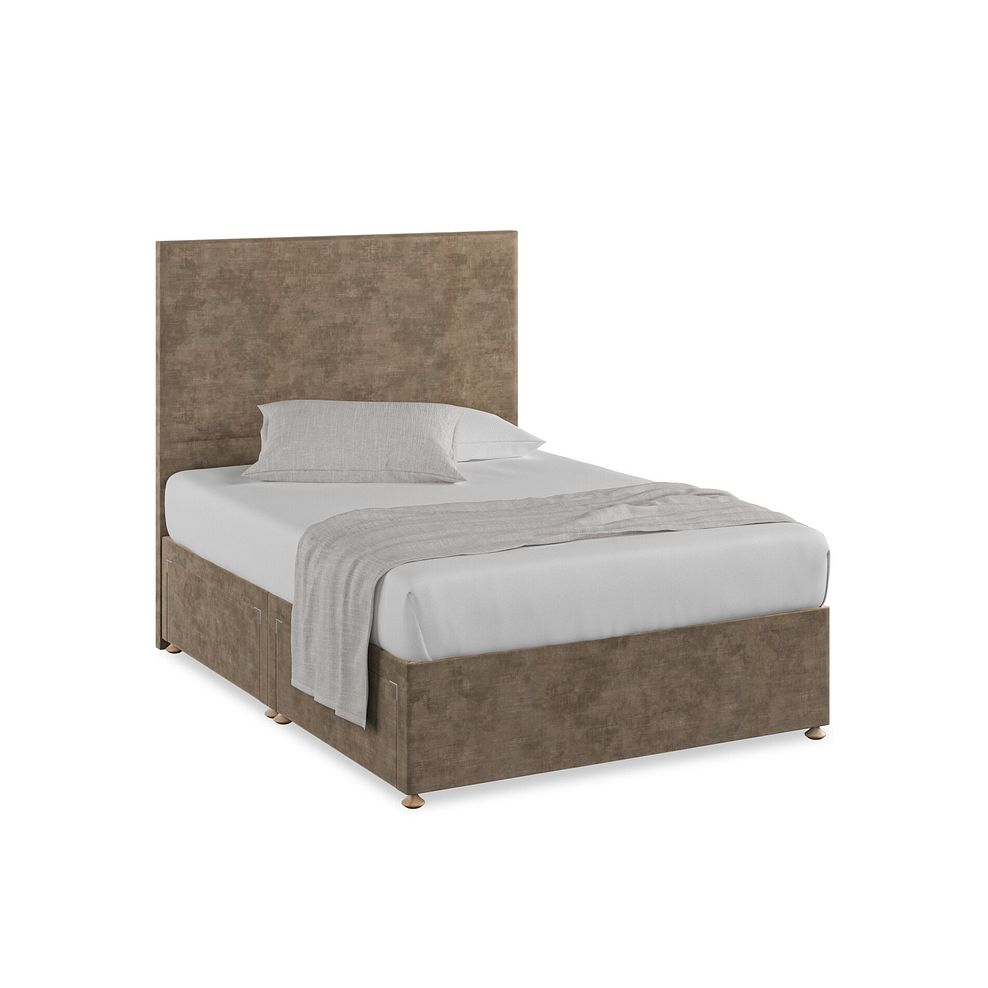 Penzance Double 4 Drawer Divan Bed in Heritage Velvet - Cedar 1
