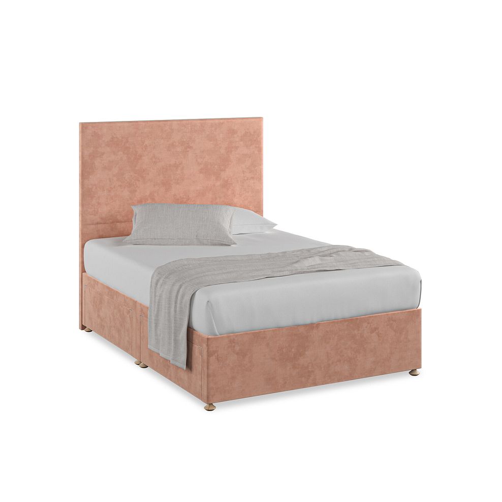 Penzance Double 4 Drawer Divan Bed in Heritage Velvet - Powder Pink 1