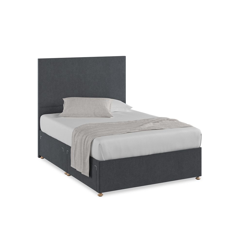 Penzance Double 4 Drawer Divan Bed in Venice Fabric - Anthracite 1
