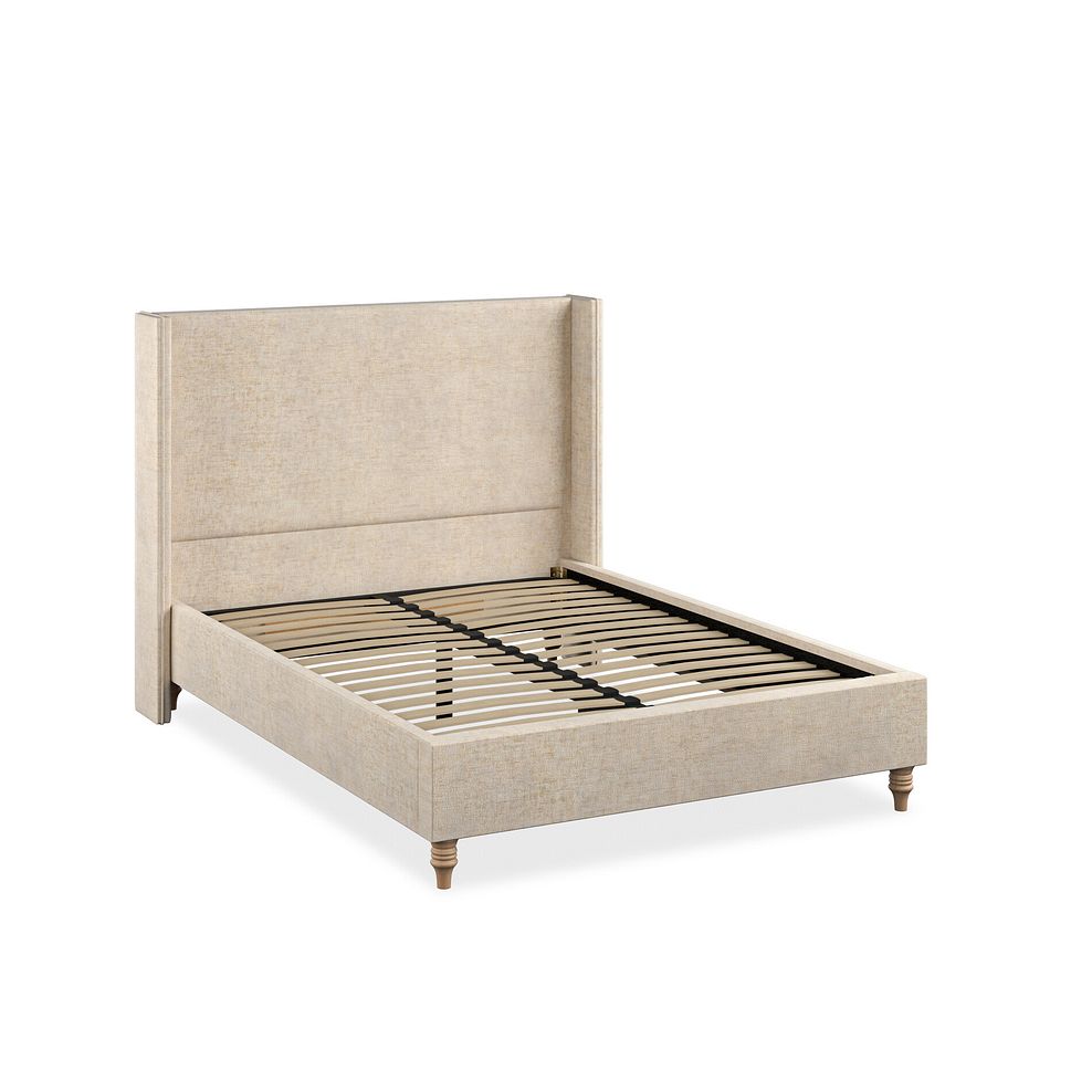 Penzance Double Bed with Winged Headboard in Brooklyn Fabric - Eggshell 2