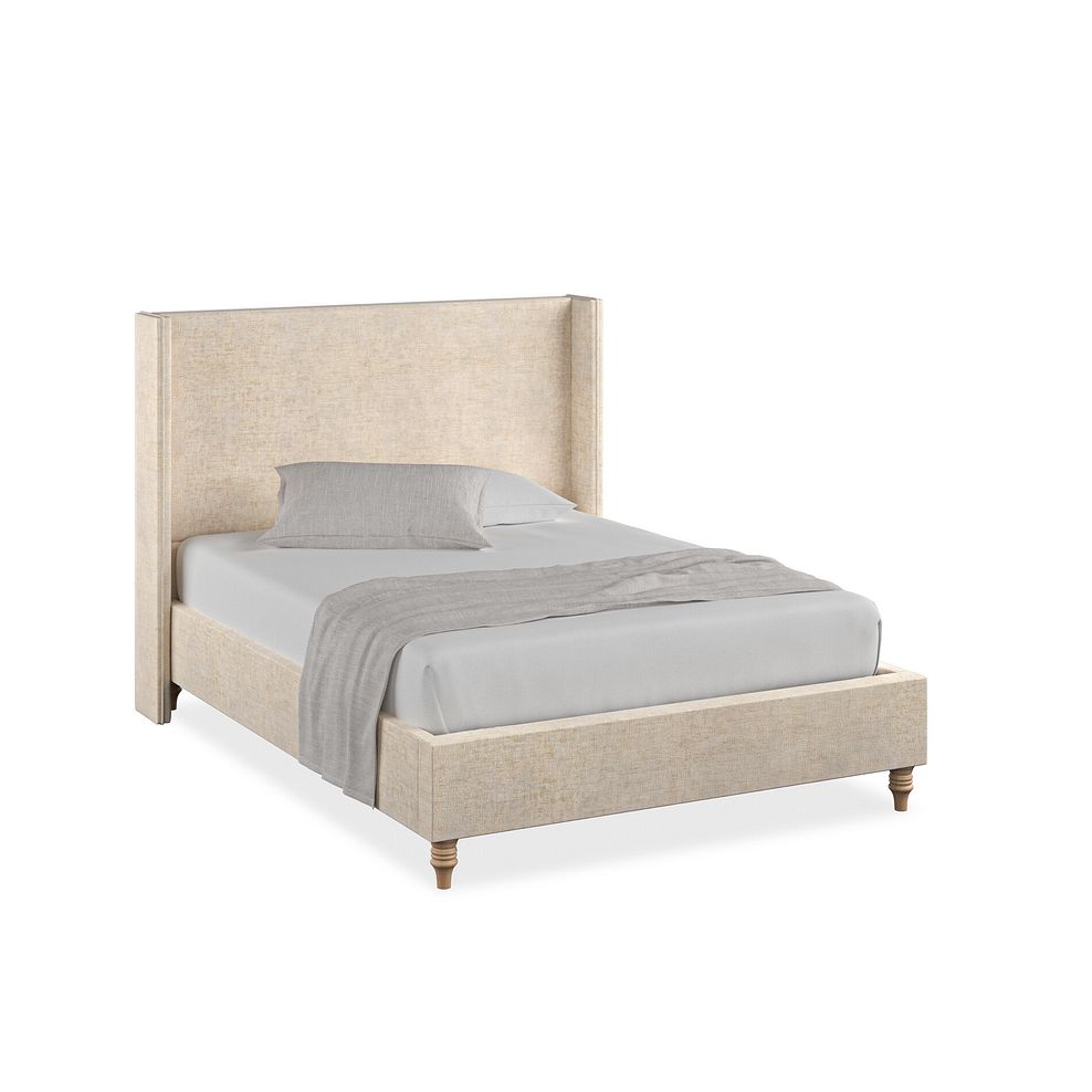 Penzance Double Bed with Winged Headboard in Brooklyn Fabric - Eggshell 1