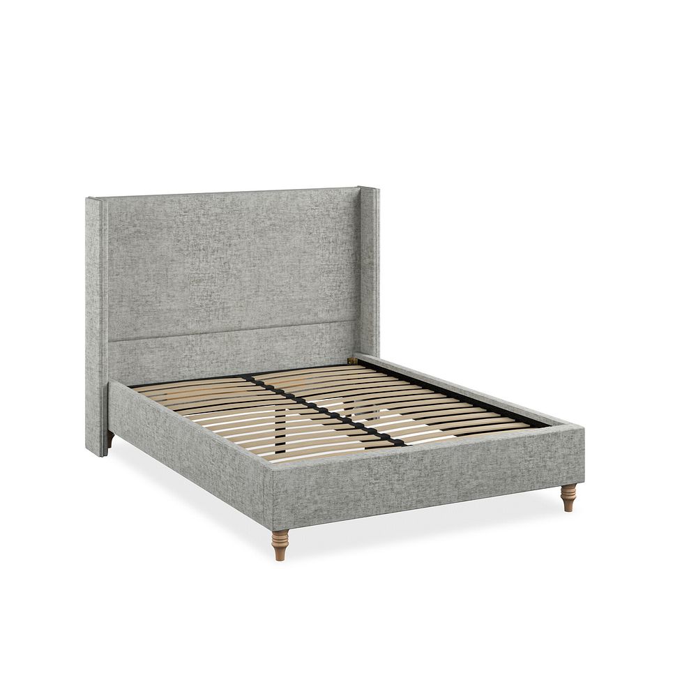 Penzance Double Bed with Winged Headboard in Brooklyn Fabric - Fallow Grey 2