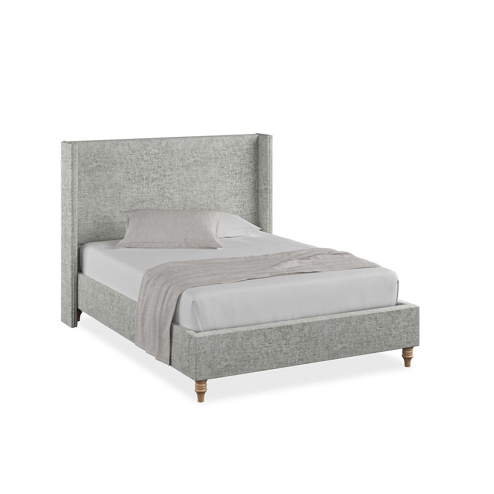 Penzance Double Bed with Winged Headboard in Brooklyn Fabric - Fallow Grey 1