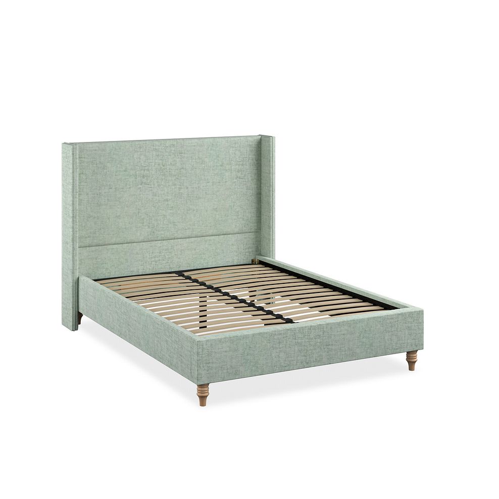 Penzance Double Bed with Winged Headboard in Brooklyn Fabric - Glacier 2