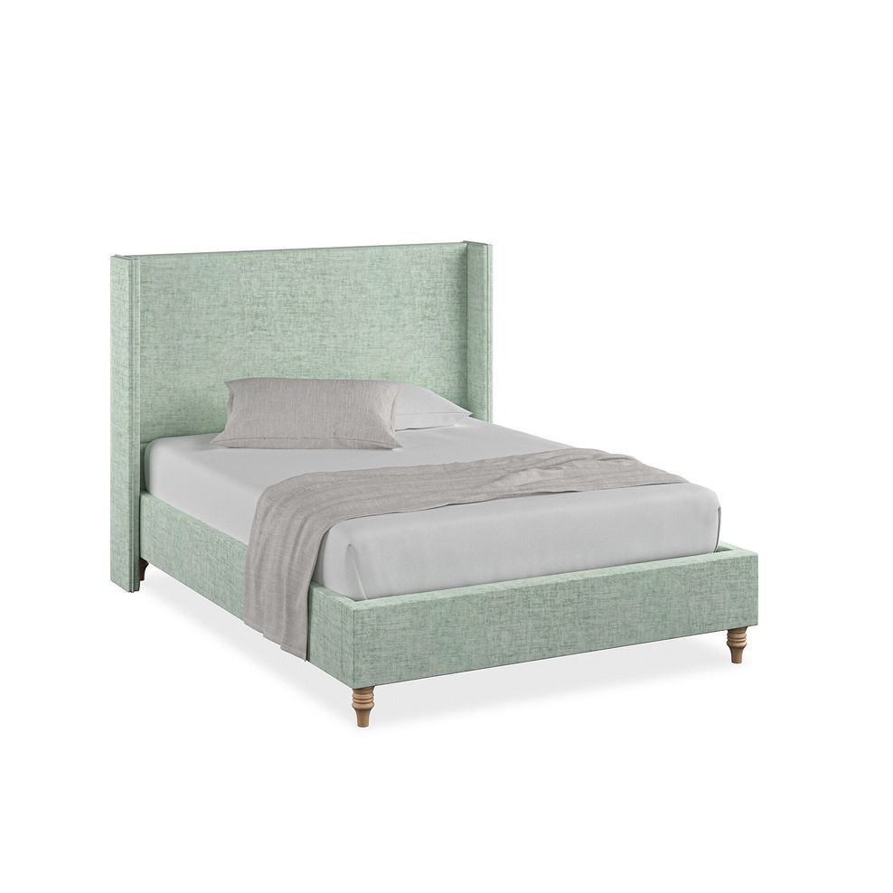 Penzance Double Bed with Winged Headboard in Brooklyn Fabric - Glacier 1