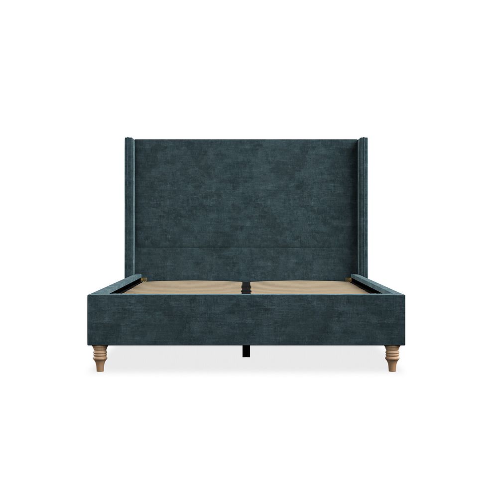 Penzance Double Bed with Winged Headboard in Heritage Velvet - Airforce 3