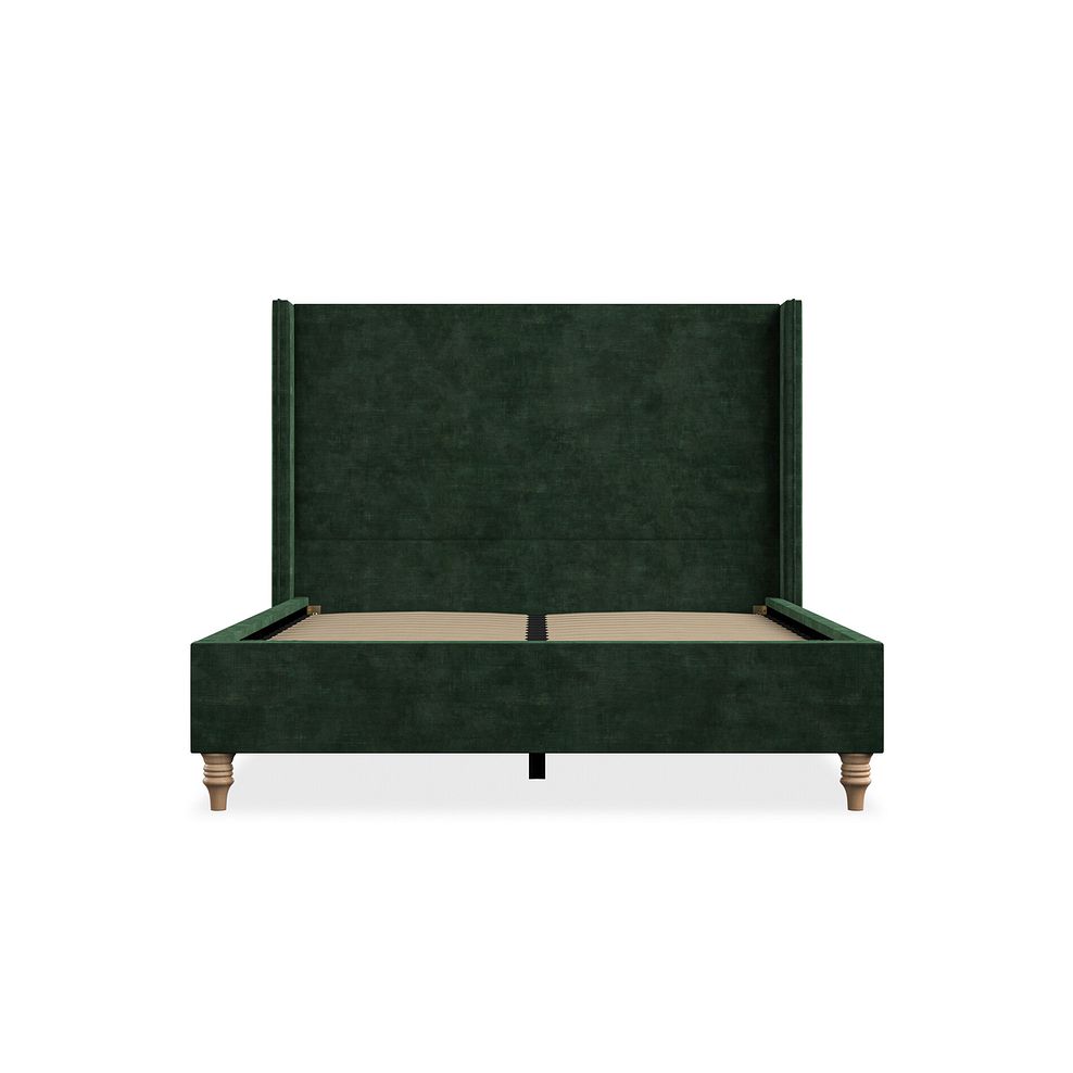 Penzance Double Bed with Winged Headboard in Heritage Velvet - Bottle Green 3