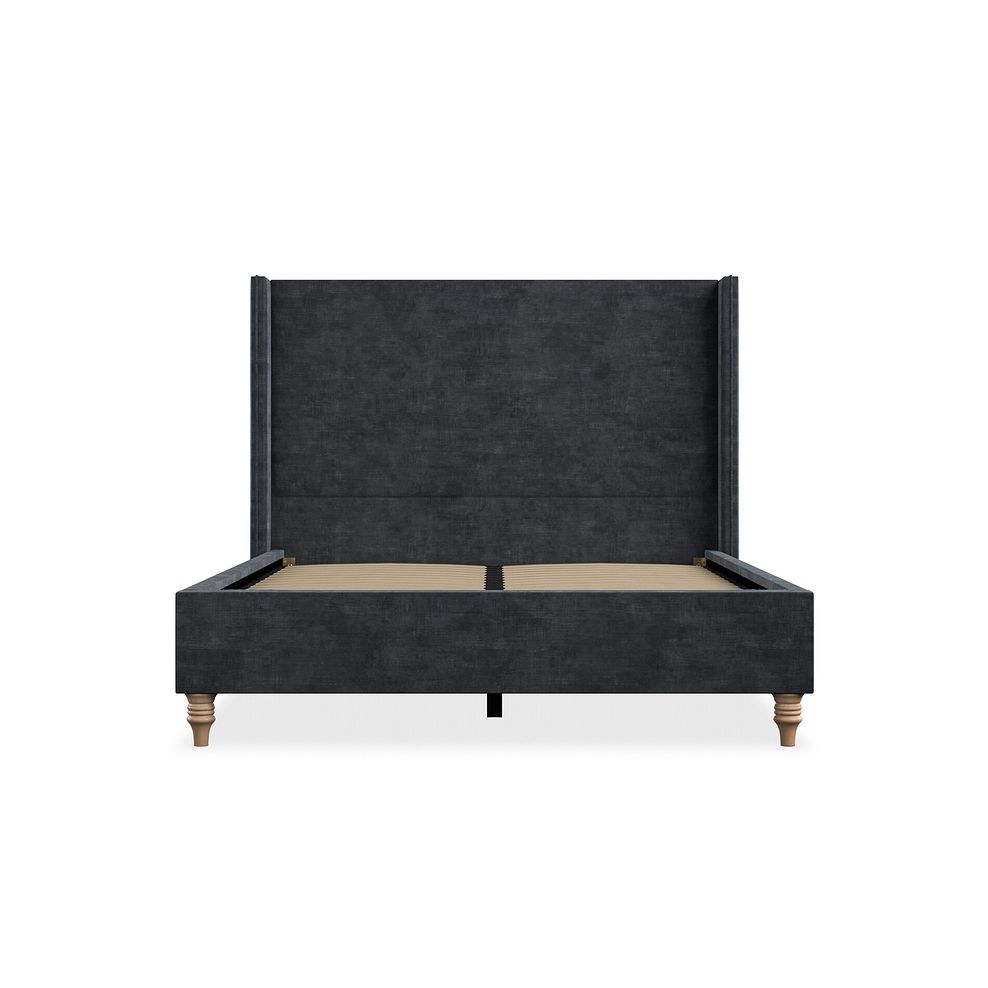 Penzance Double Bed with Winged Headboard in Heritage Velvet - Charcoal 3