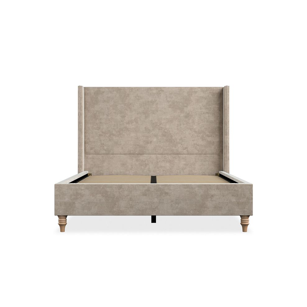 Penzance Double Bed with Winged Headboard in Heritage Velvet - Mink 3