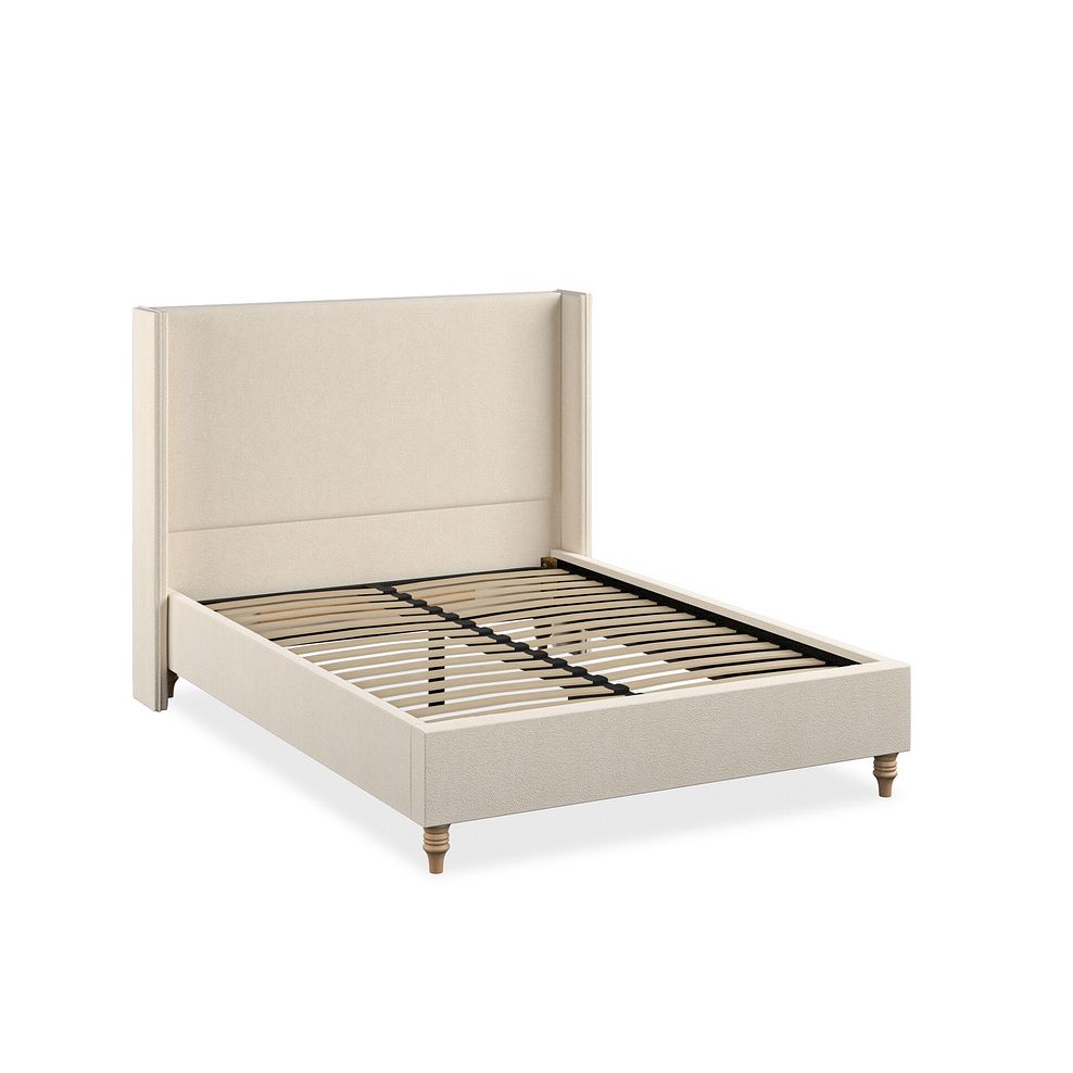 Penzance Double Bed with Winged Headboard in Venice Fabric - Cream 2