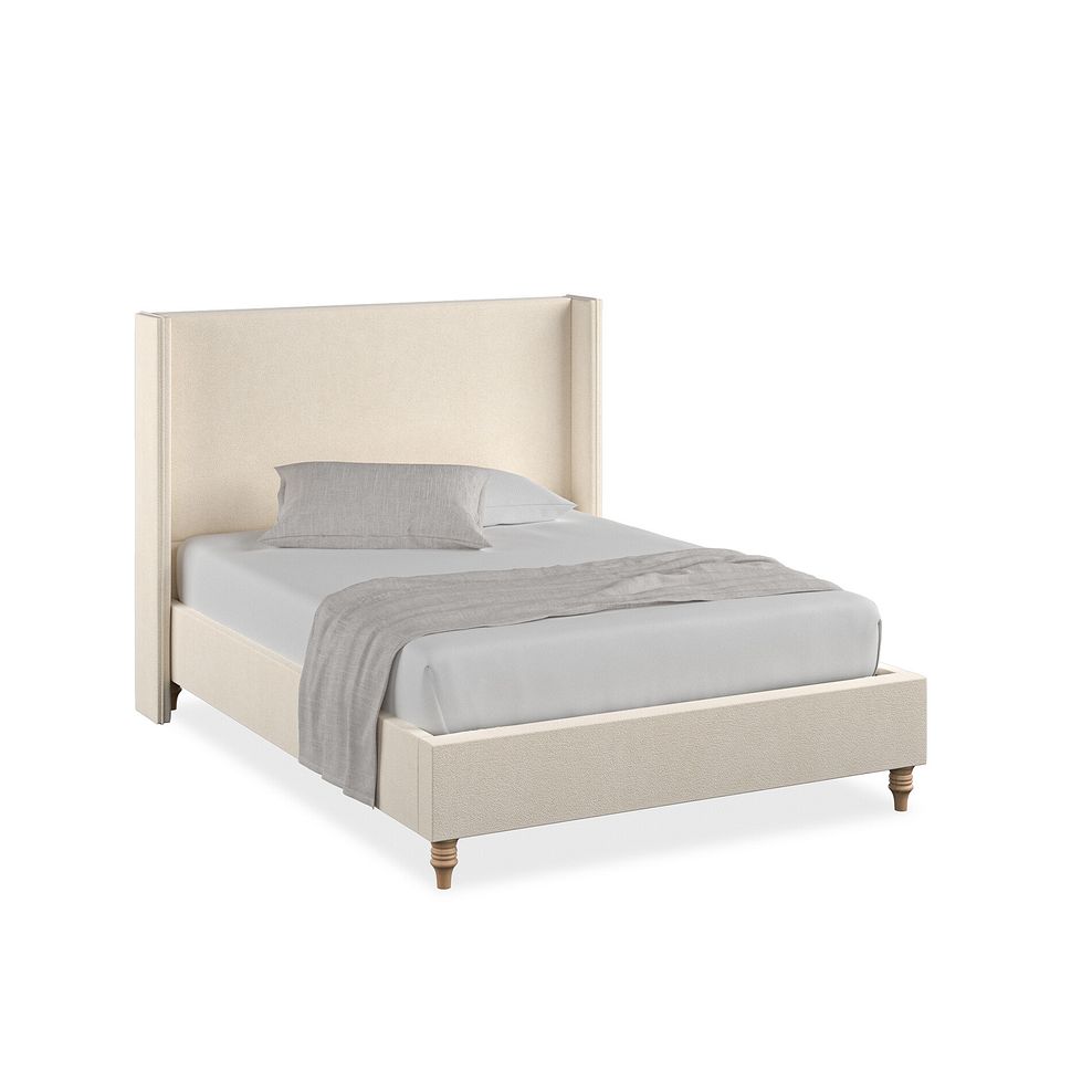 Penzance Double Bed with Winged Headboard in Venice Fabric - Cream 1