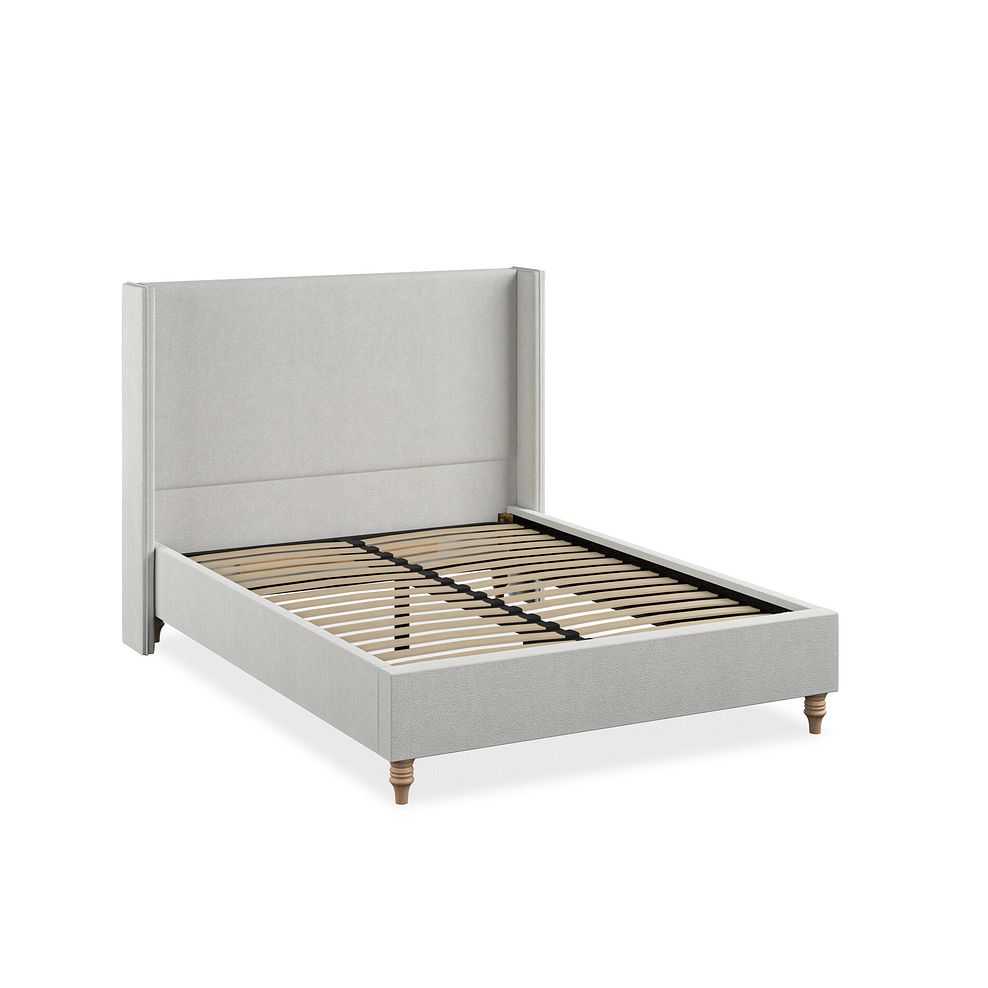 Penzance Double Bed with Winged Headboard in Venice Fabric - Silver 2