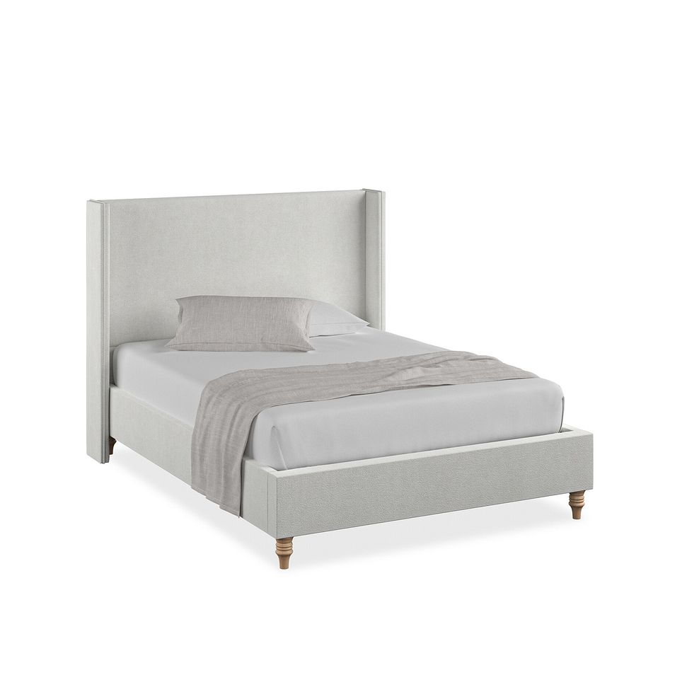 Penzance Double Bed with Winged Headboard in Venice Fabric - Silver 1