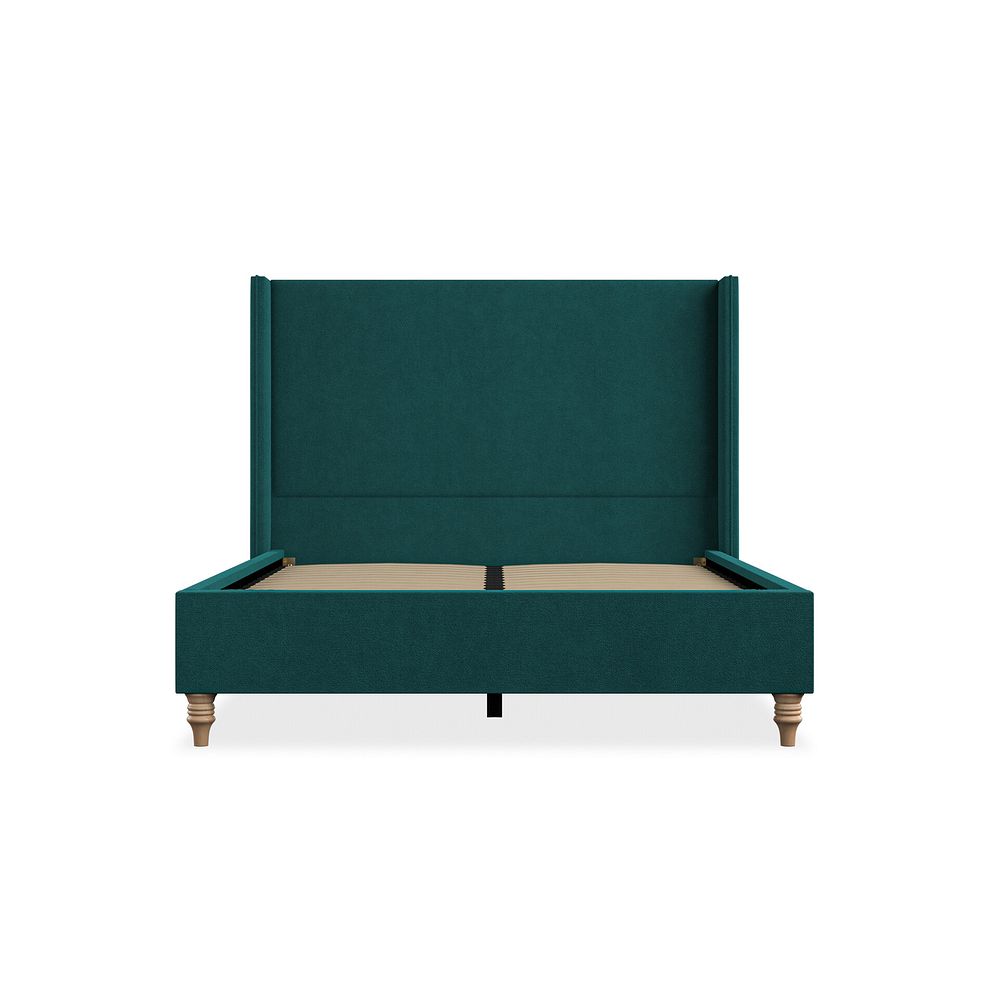 Penzance Double Bed with Winged Headboard in Venice Fabric - Teal 3