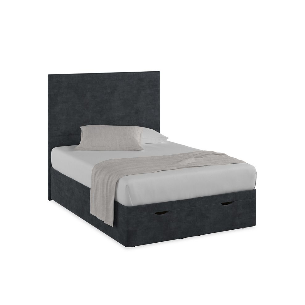 Penzance Double Storage Ottoman Bed in Heritage Velvet - Charcoal 1