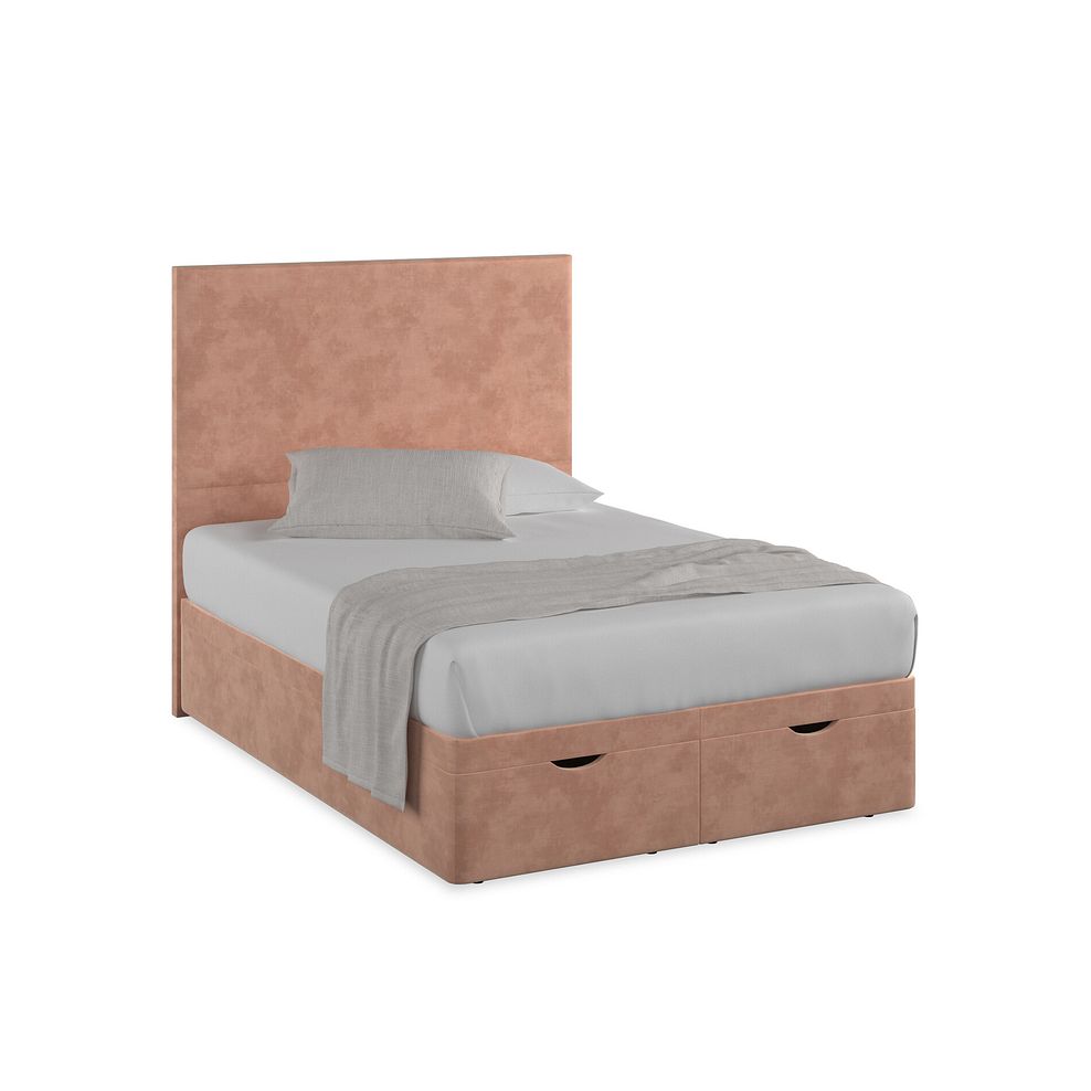 Penzance Double Storage Ottoman Bed in Heritage Velvet - Powder Pink 1