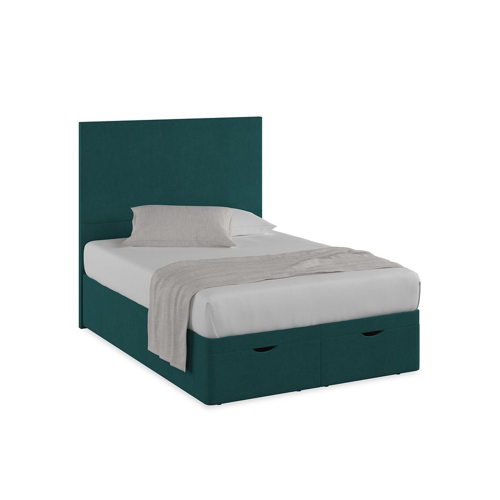 Penzance Double Storage Ottoman Bed in Venice Fabric - Teal 1