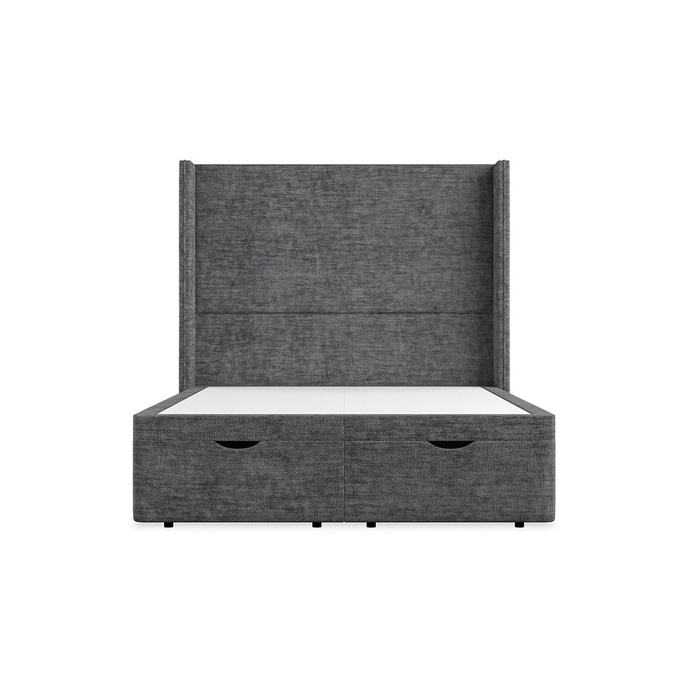 Penzance Double Storage Ottoman Bed with Winged Headboard in Brooklyn Fabric - Asteroid Grey 4