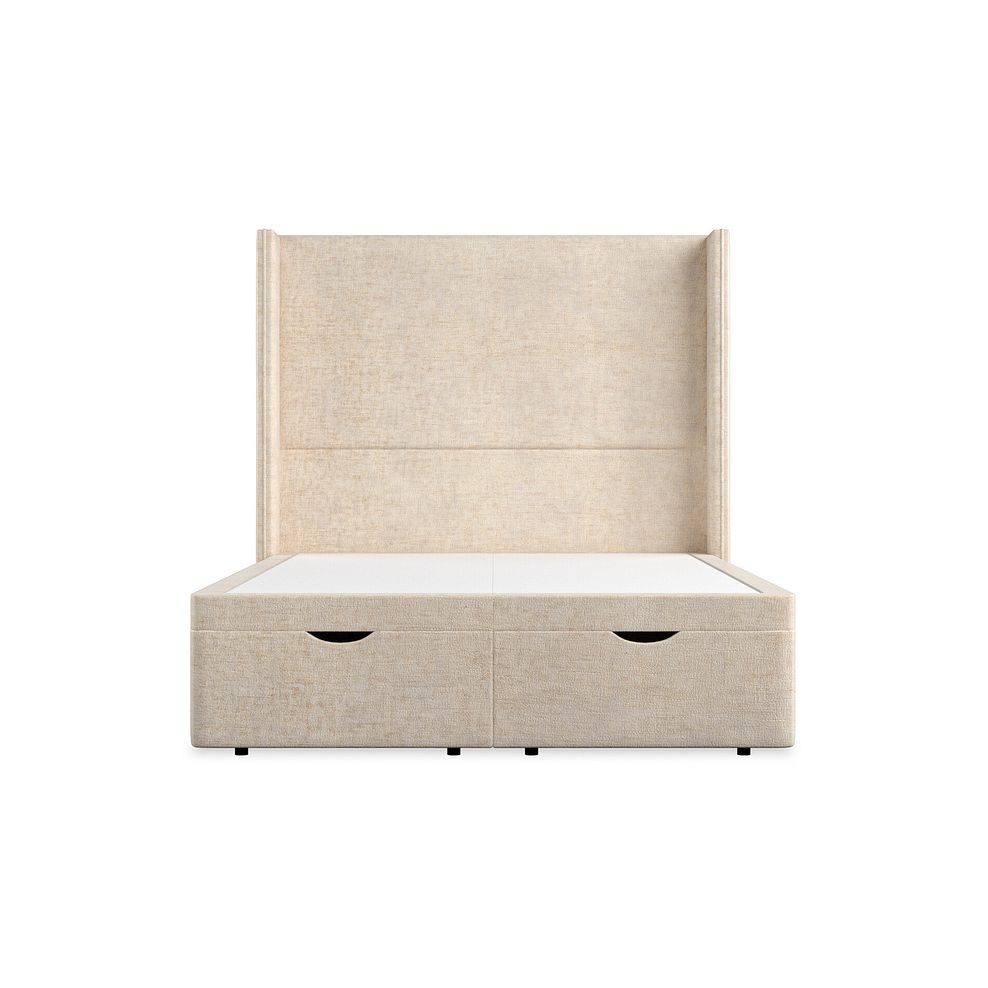 Penzance Double Storage Ottoman Bed with Winged Headboard in Brooklyn Fabric - Eggshell 4