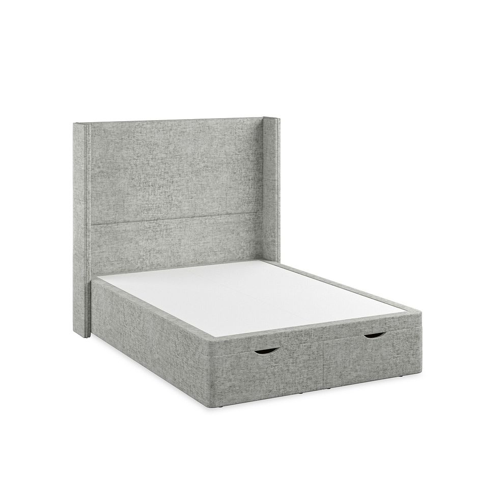 Penzance Double Storage Ottoman Bed with Winged Headboard in Brooklyn Fabric - Fallow Grey 2