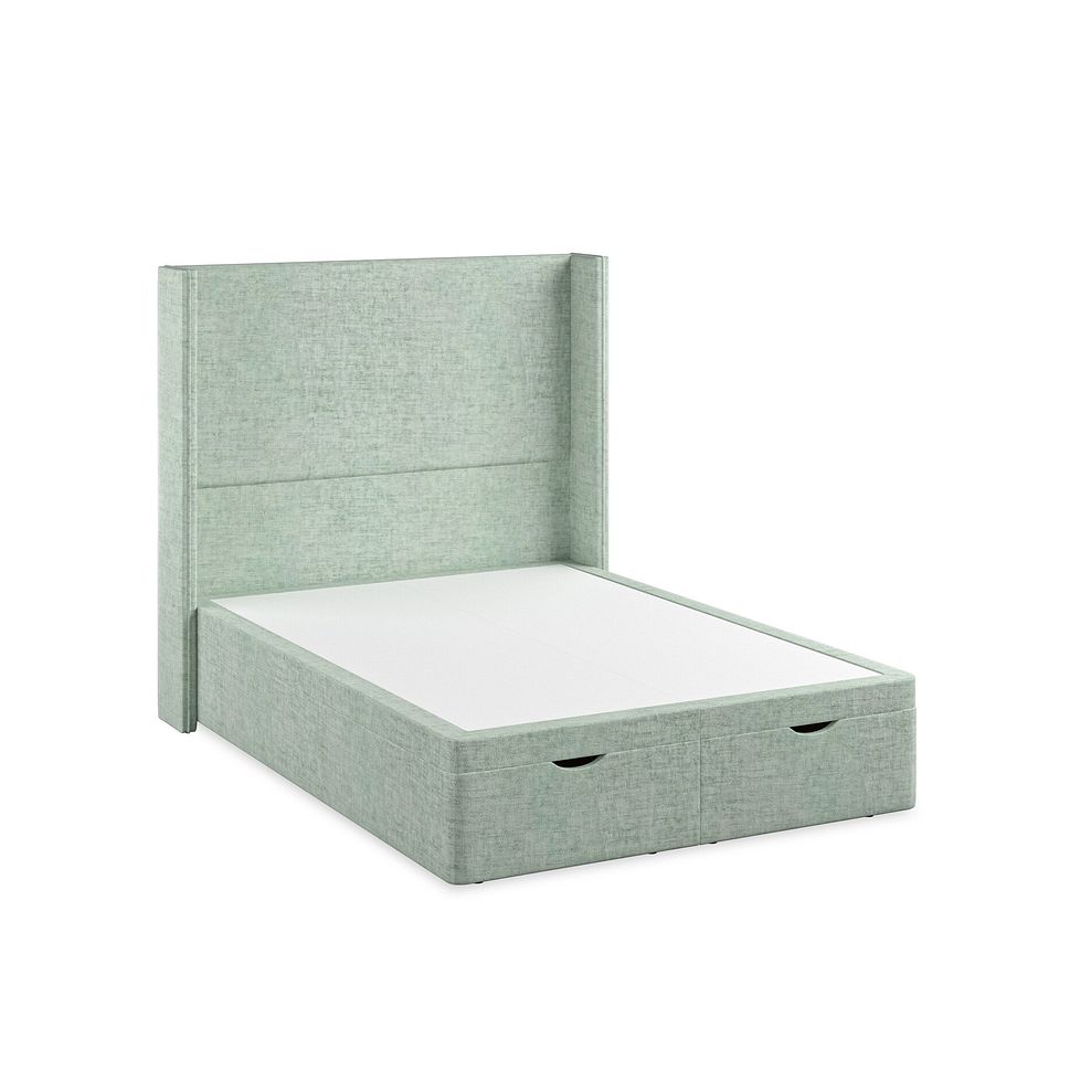 Penzance Double Storage Ottoman Bed with Winged Headboard in Brooklyn Fabric - Glacier 2