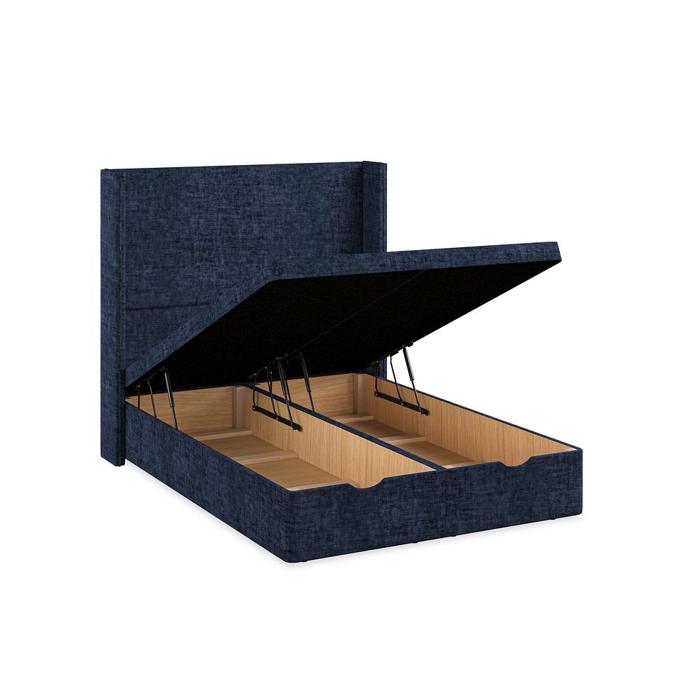 Penzance Double Storage Ottoman Bed with Winged Headboard in Brooklyn Fabric - Hummingbird Blue 3